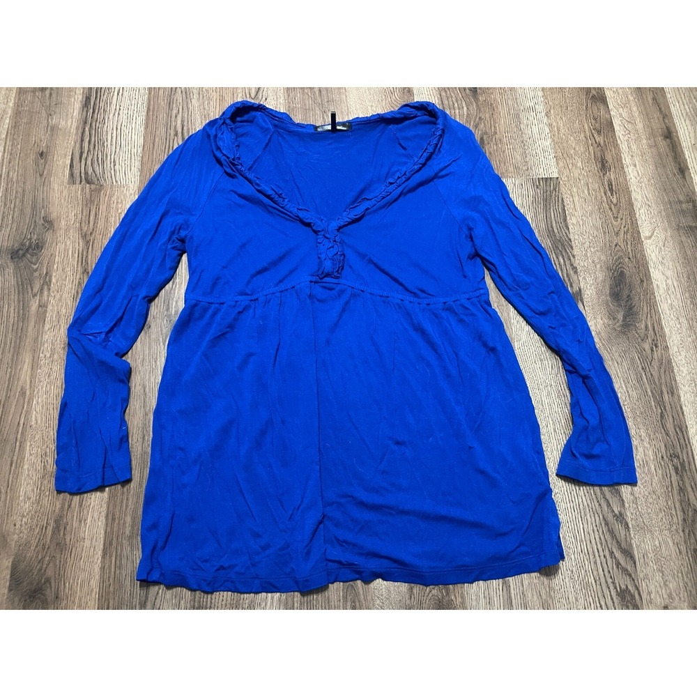 Daisy Fuentes Shirt, Women's Size Medium, Blue, Long Sleeve, V-neck
